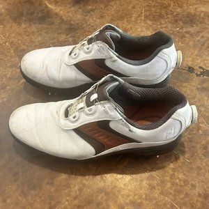 FootJoy Men's Contour BOA Golf Shoes, White/Brown/Black Size 11M